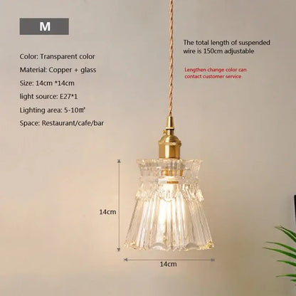 Vintage brown and polished chrome glass pendant light with 14cm square glass and brass-finished copper fixture