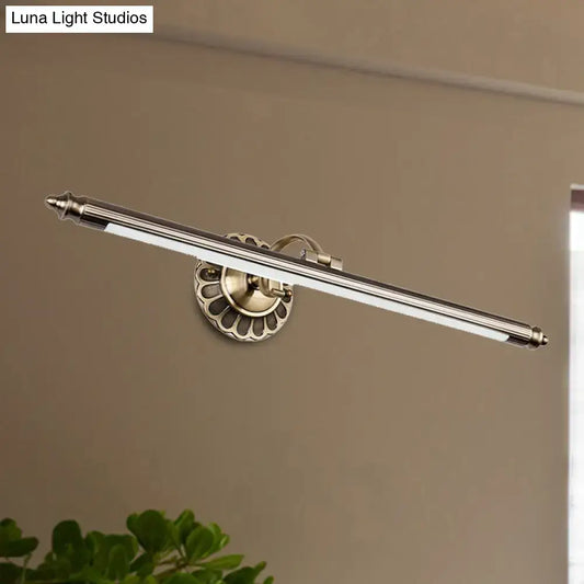 Vintage brushed brass metallic sconce wall light with ornate base and led strip suitable for bedroom lighting maximum bulb wattage included