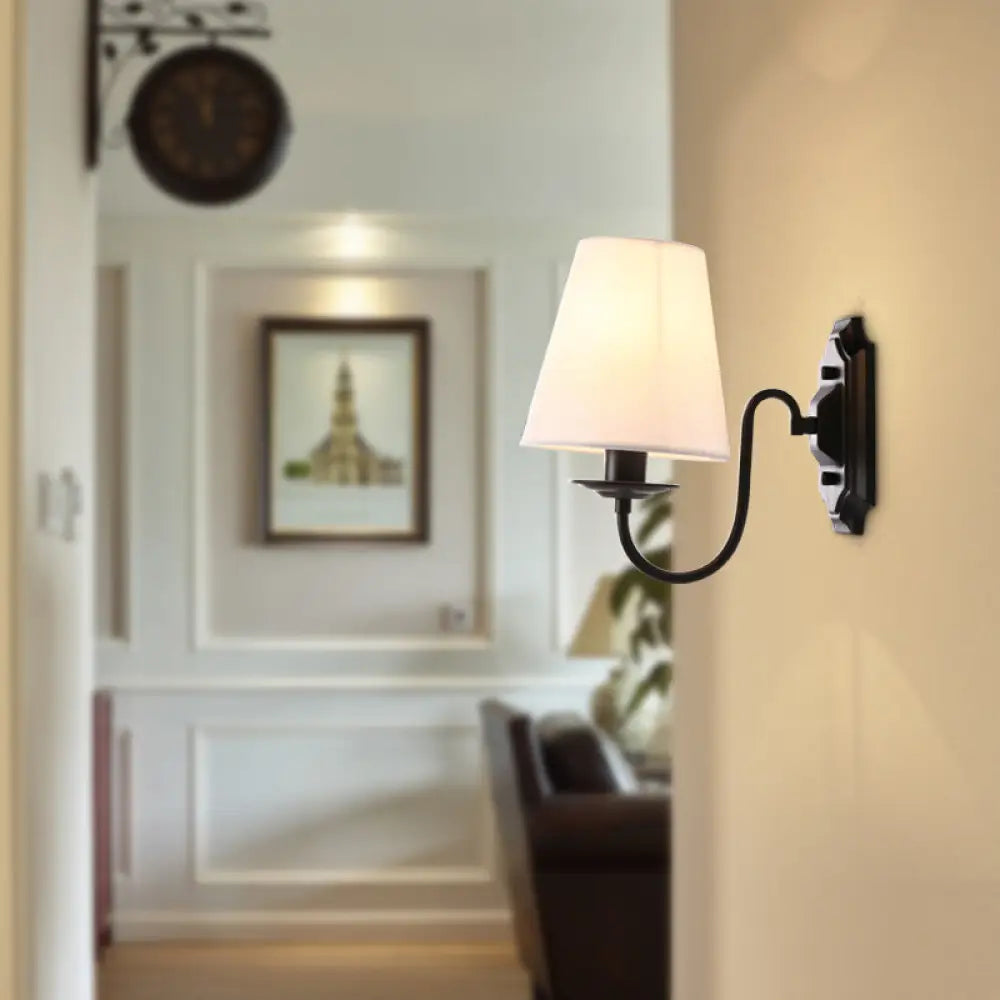 Vintage Bucket Shade Wall Light in Black - Perfect for Living Room Décor