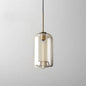 Vintage Cafe Pendant Lamp with Geometric Glass Shade in Brass - 1-Light Hanging Light