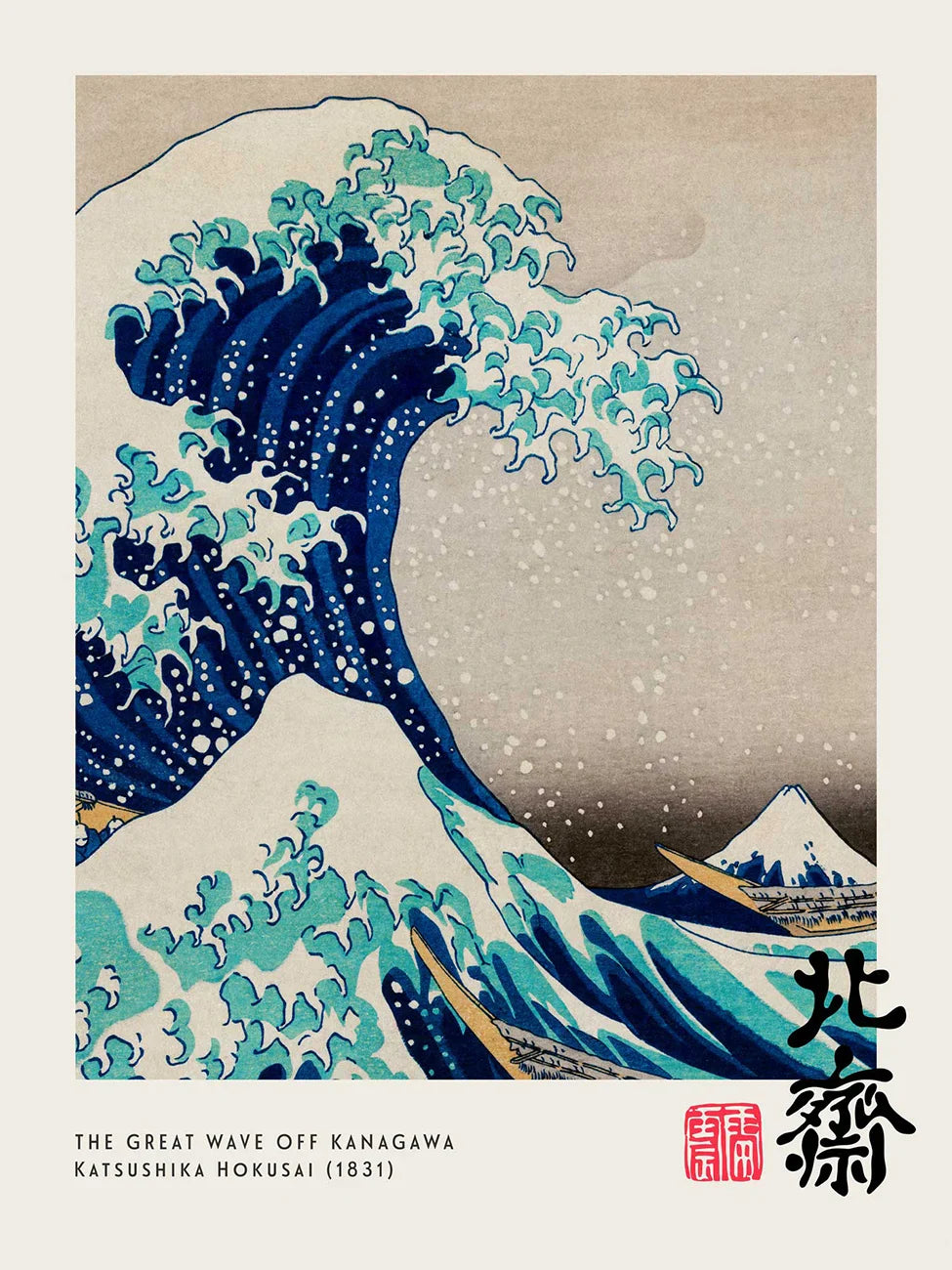 Vintage Canvas Print: The Great Wave by Hokusai - A / 20x30cm No Frame - Posters