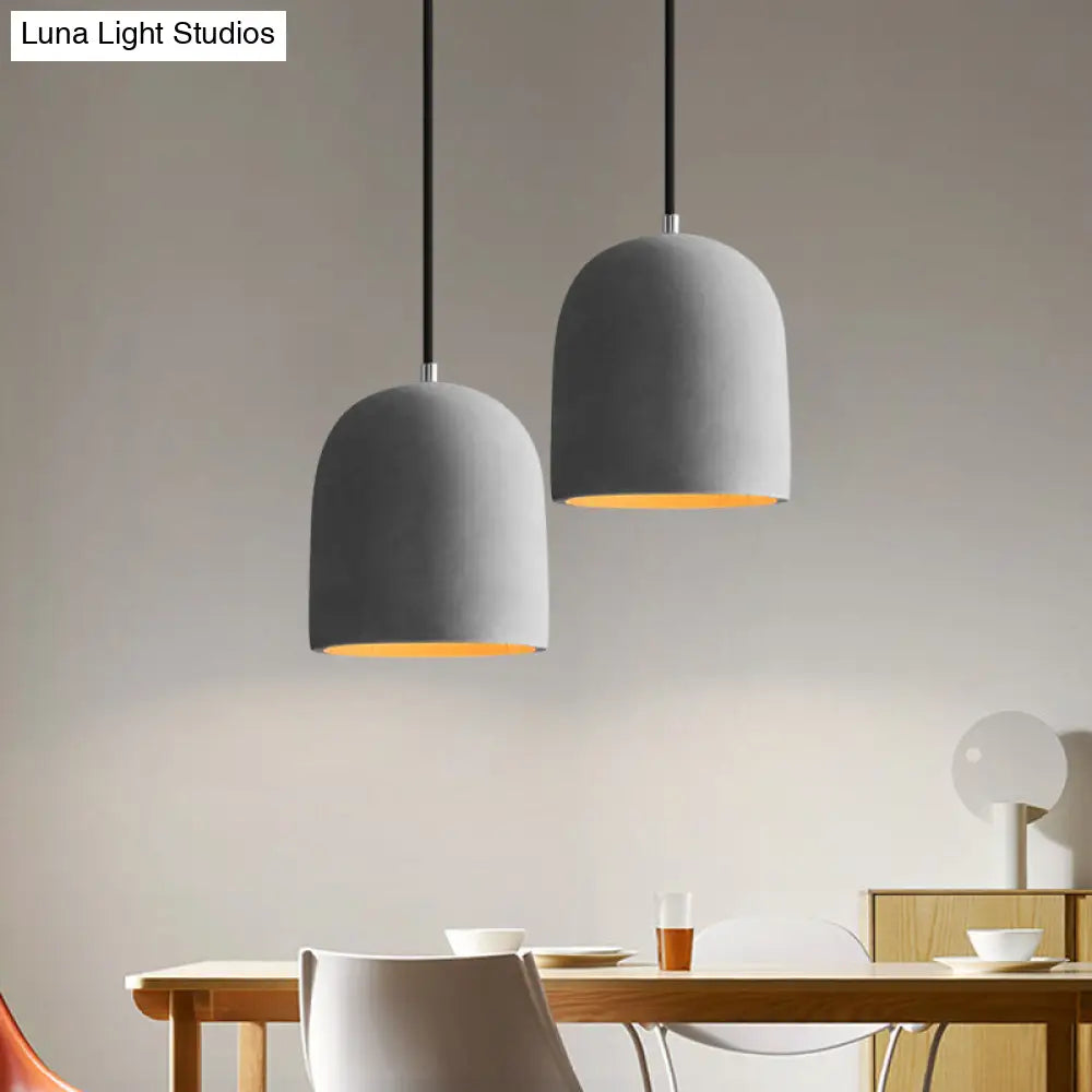 Vintage Cement Dome Ceiling Light in Grey - 1-Light Mini Pendant Lamp for Restaurants