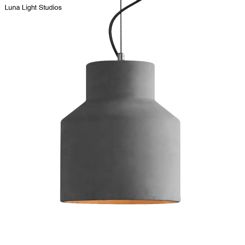 Vintage Cement Dome Ceiling Light in Grey - 1-Light Mini Pendant Lamp for Restaurants
