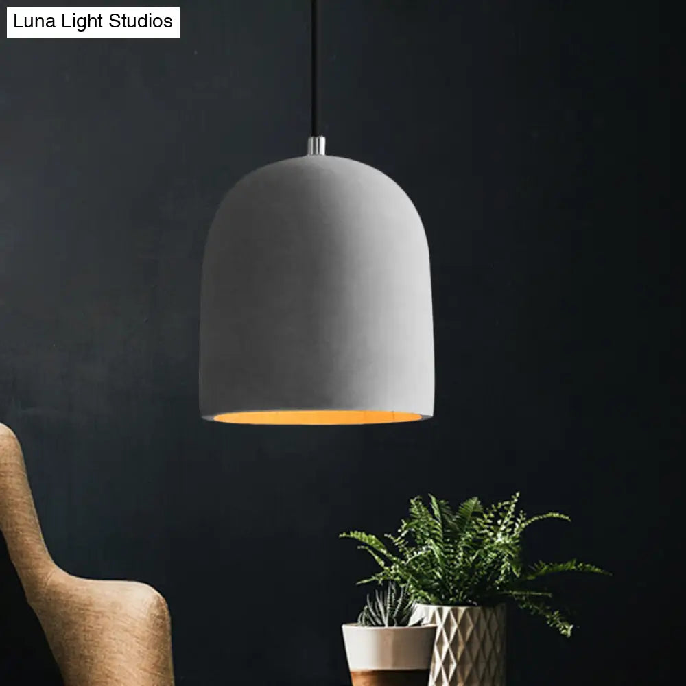 Vintage Cement Dome Ceiling Light in Grey - 1-Light Mini Pendant Lamp for Restaurants