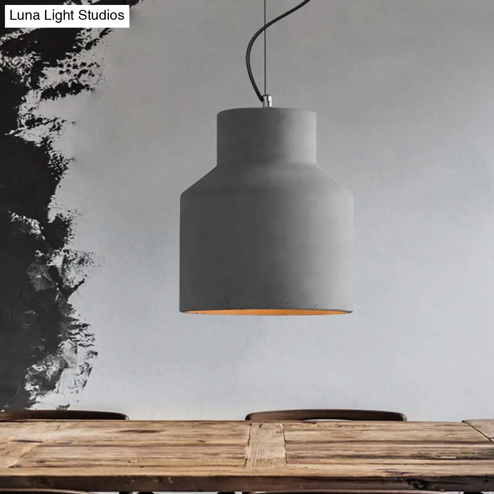 Vintage Cement Dome Ceiling Light in Grey - 1-Light Mini Pendant Lamp for Restaurants