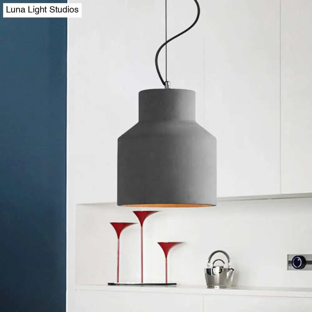 Vintage Cement Dome Ceiling Light in Grey - 1-Light Mini Pendant Lamp for Restaurants