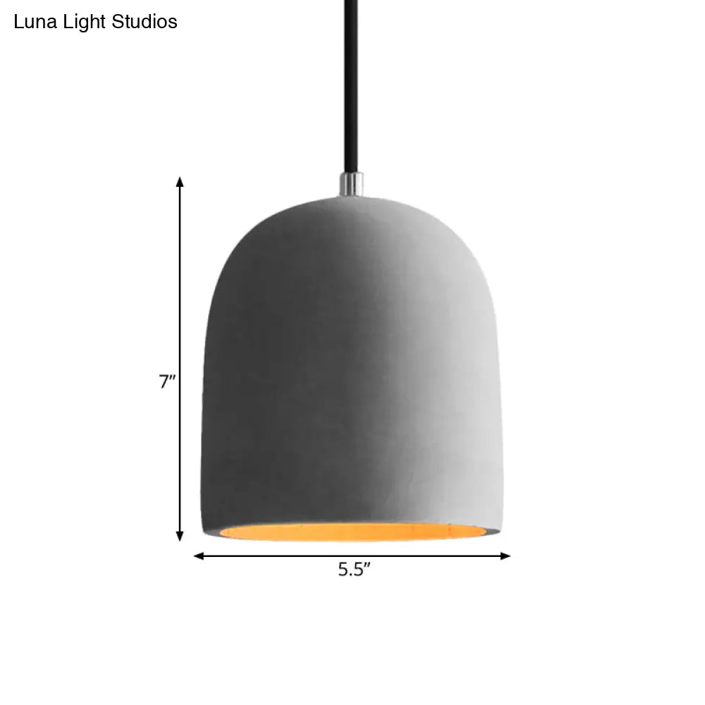 Vintage Cement Dome Ceiling Light in Grey - 1-Light Mini Pendant Lamp for Restaurants