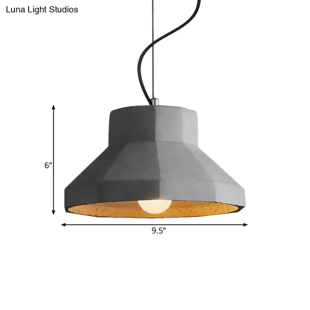 Vintage Cement Dome Ceiling Light in Grey - 1-Light Mini Pendant Lamp for Restaurants