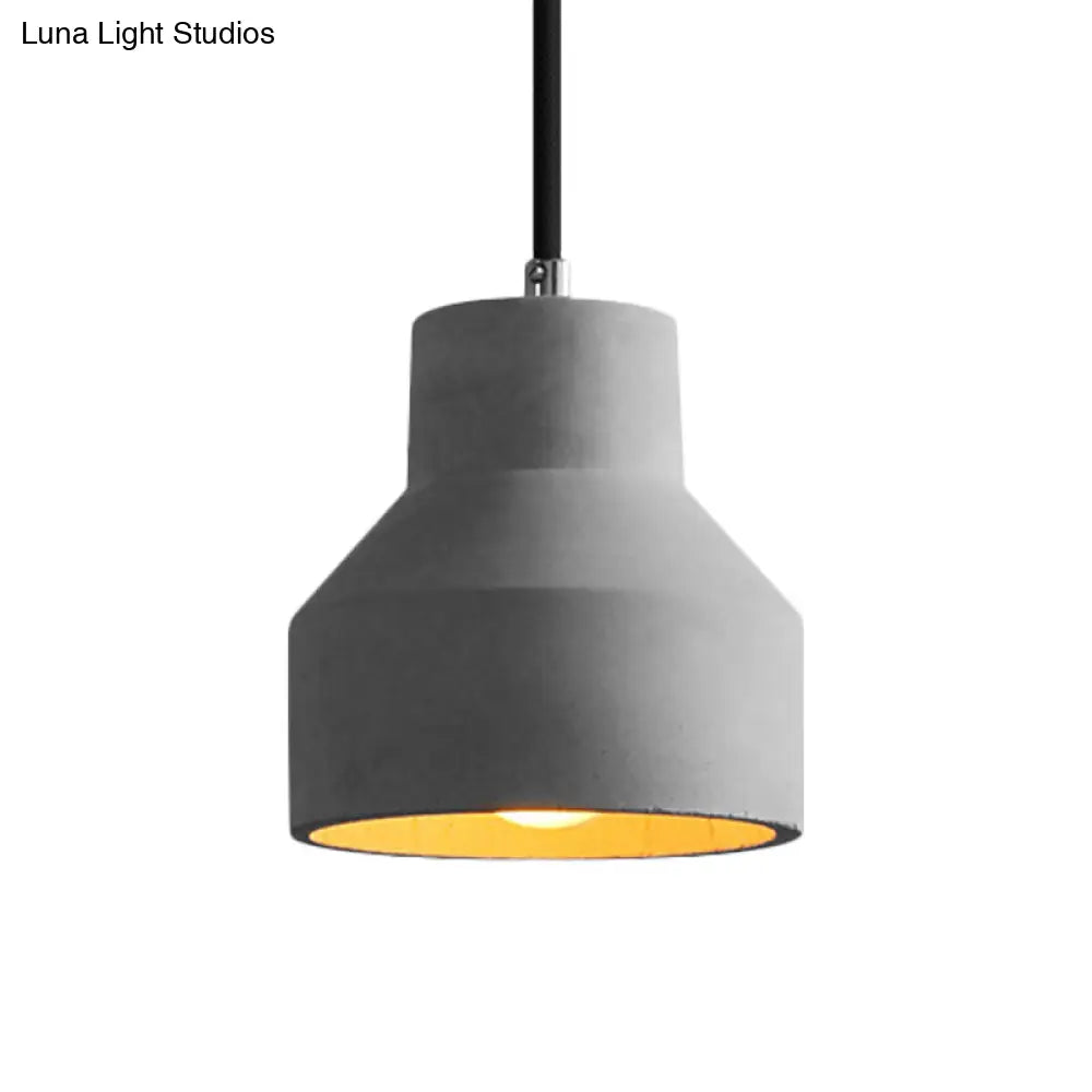 Vintage Cement Dome Ceiling Light in Grey - 1-Light Mini Pendant Lamp for Restaurants