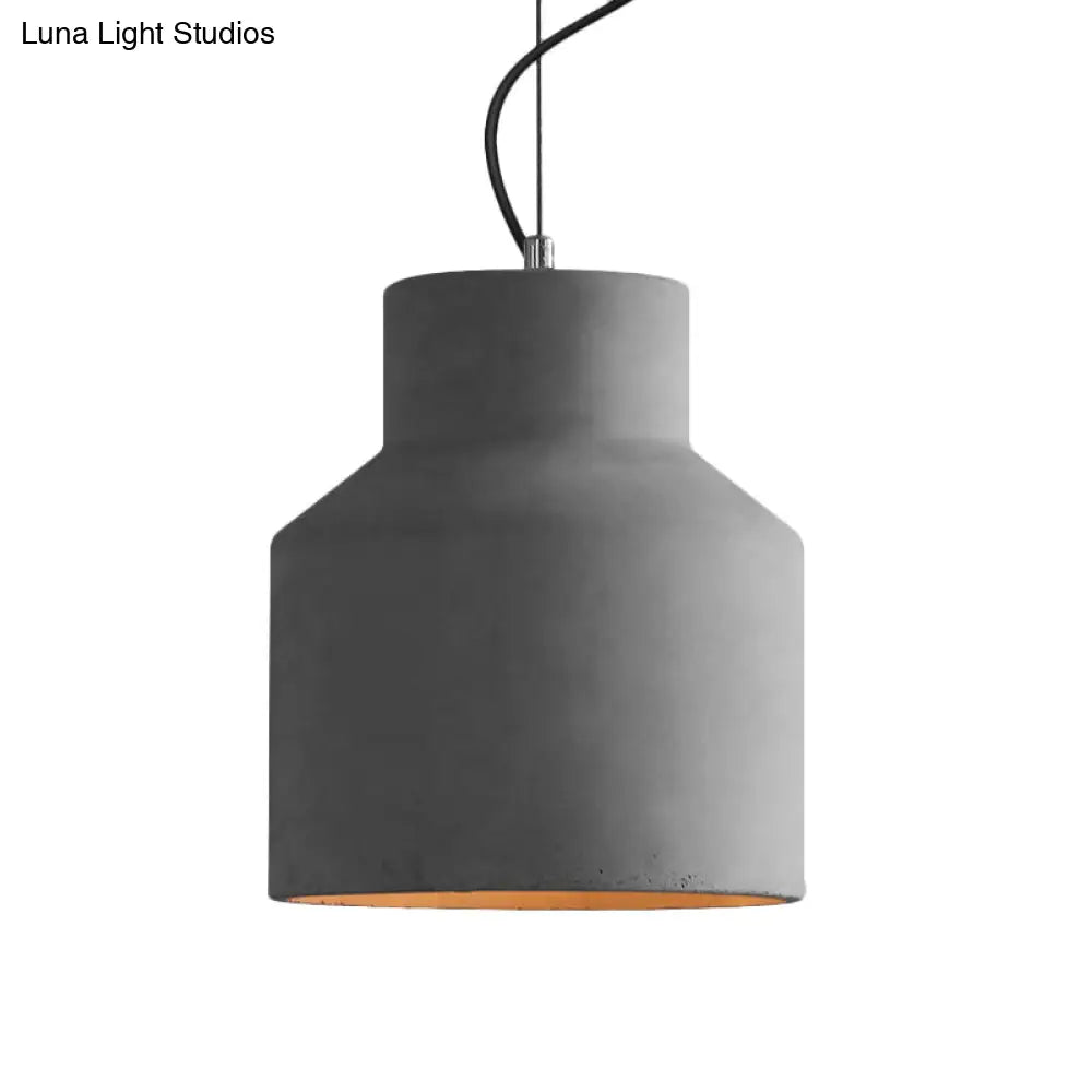 Vintage Cement Dome Ceiling Light in Grey - 1-Light Mini Pendant Lamp for Restaurants