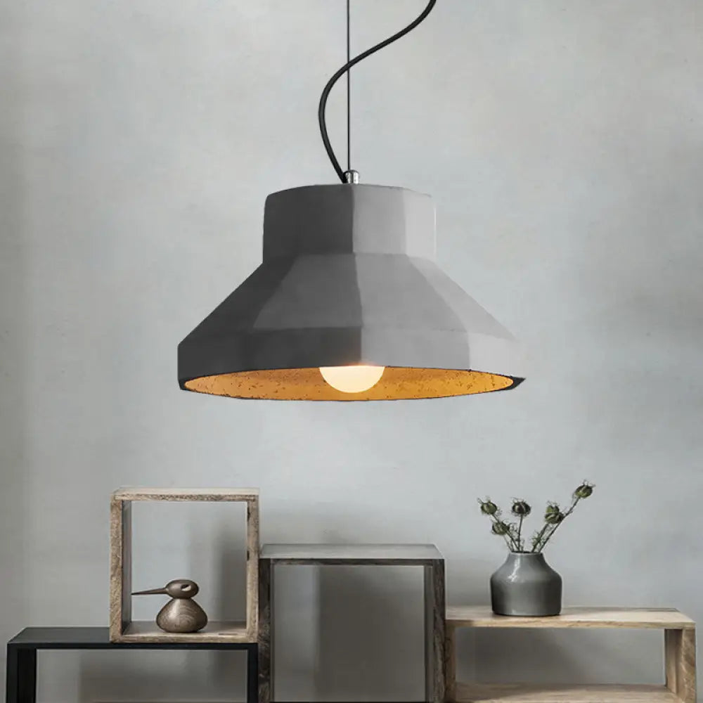 Vintage Cement Dome Ceiling Light in Grey - 1-Light Mini Pendant Lamp for Restaurants