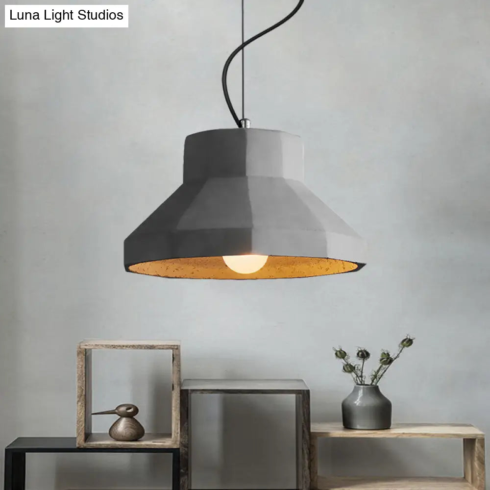 Vintage Cement Dome Ceiling Light in Grey - 1-Light Mini Pendant Lamp for Restaurants