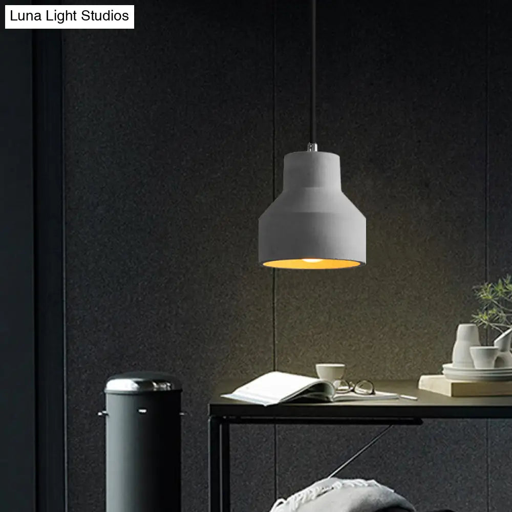 Vintage Cement Dome Ceiling Light in Grey - 1-Light Mini Pendant Lamp for Restaurants