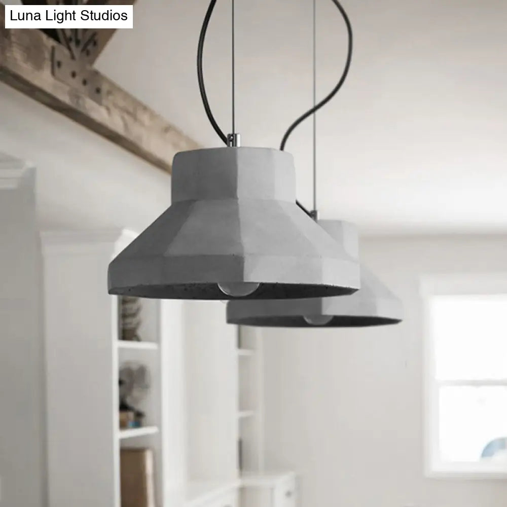 Vintage Cement Dome Ceiling Light in Grey - 1-Light Mini Pendant Lamp for Restaurants