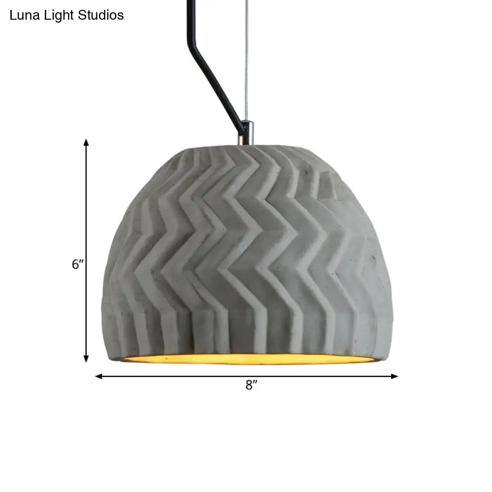 Vintage Cement Grey Dome Ceiling Light, Coffee House Hanging Lamp Fixture, 1 Head, 6" or 10" Wide