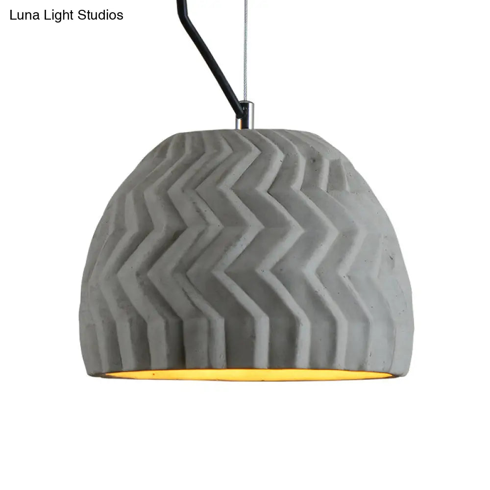 Vintage Cement Grey Dome Ceiling Light, Coffee House Hanging Lamp Fixture, 1 Head, 6" or 10" Wide