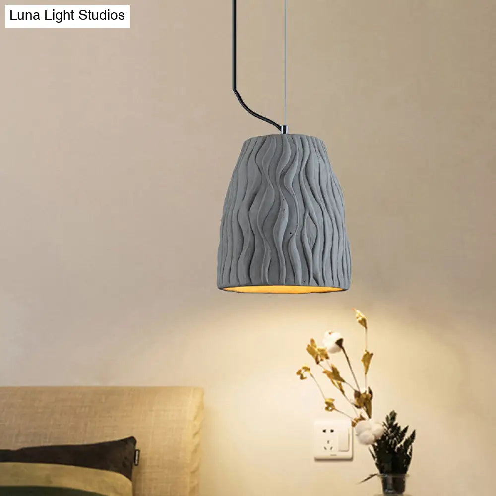 Vintage Cement Grey Dome Ceiling Light, Coffee House Hanging Lamp Fixture, 1 Head, 6" or 10" Wide