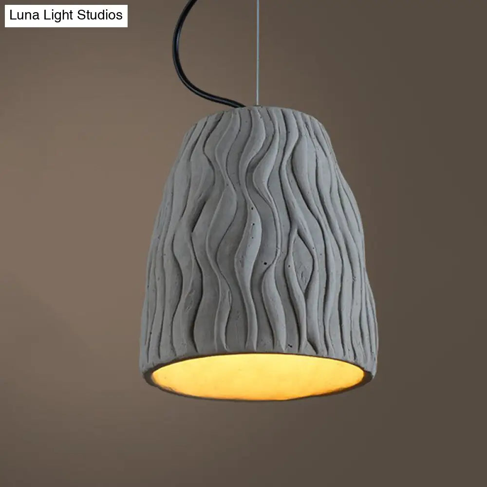 Vintage Cement Grey Dome Ceiling Light, Coffee House Hanging Lamp Fixture, 1 Head, 6" or 10" Wide