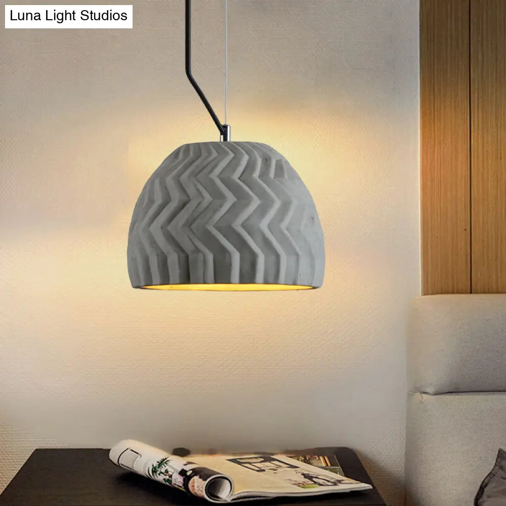 Vintage Cement Grey Dome Ceiling Light, Coffee House Hanging Lamp Fixture, 1 Head, 6" or 10" Wide