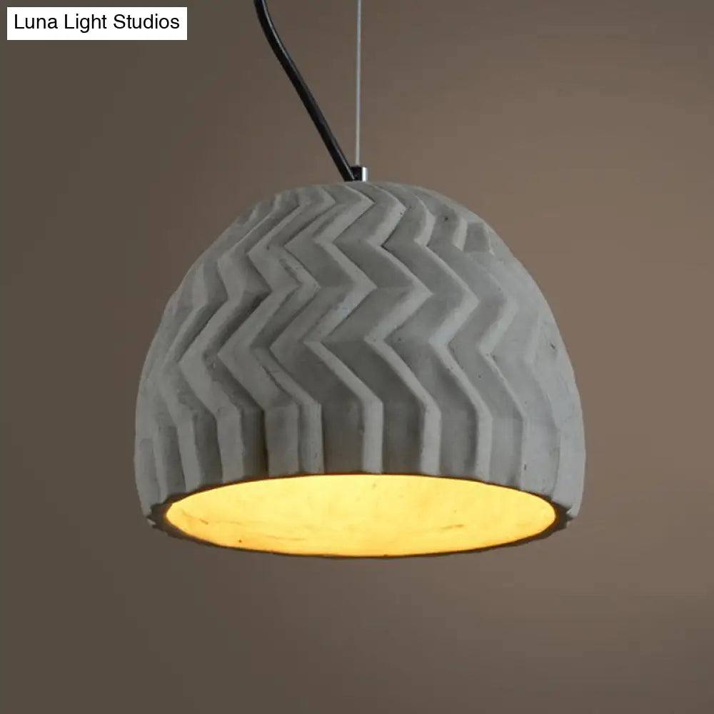 Vintage Cement Grey Dome Ceiling Light, Coffee House Hanging Lamp Fixture, 1 Head, 6" or 10" Wide
