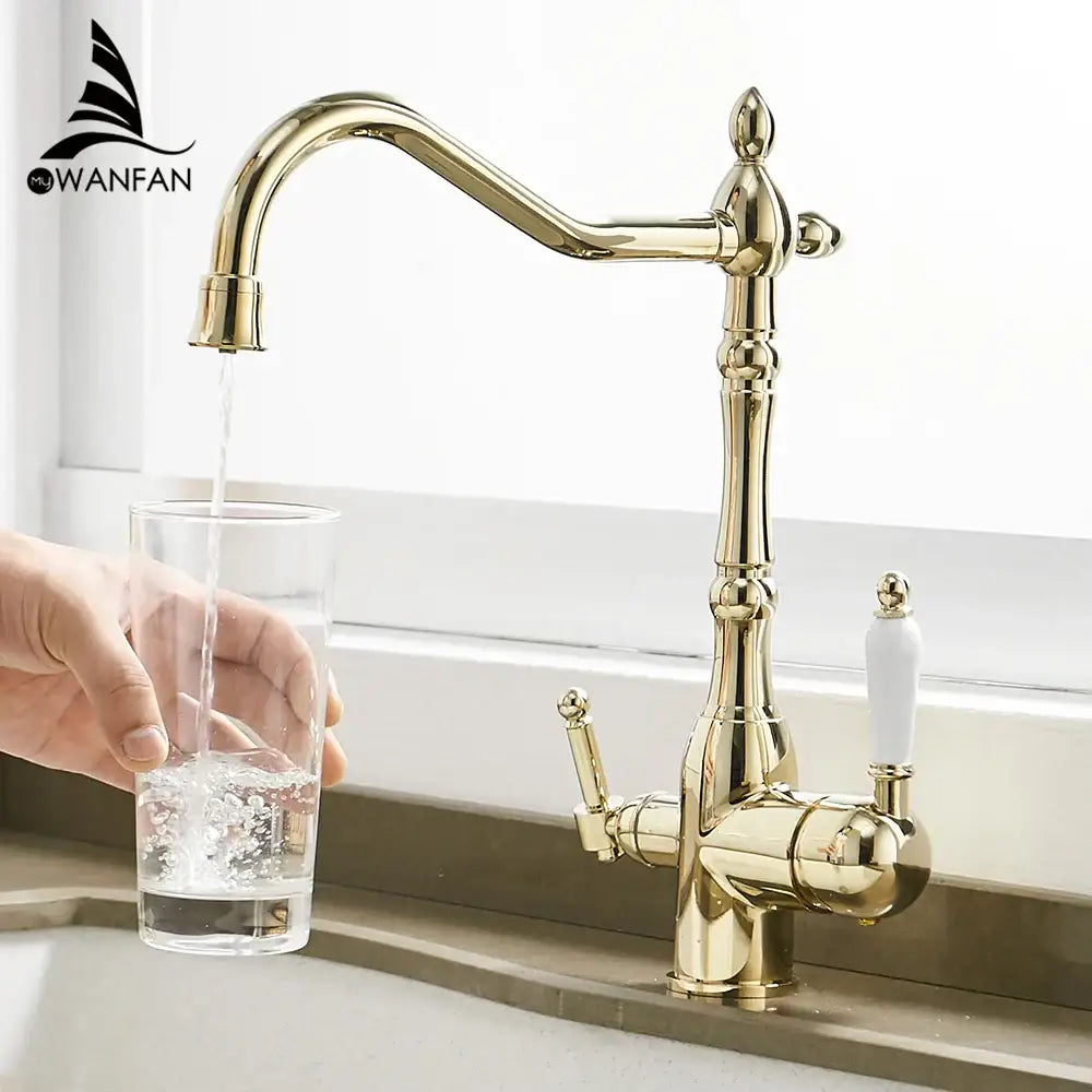 Vintage chrome brass kitchen water filter faucet with high arc spout and white ceramic handle for decorbites brass kitchen use