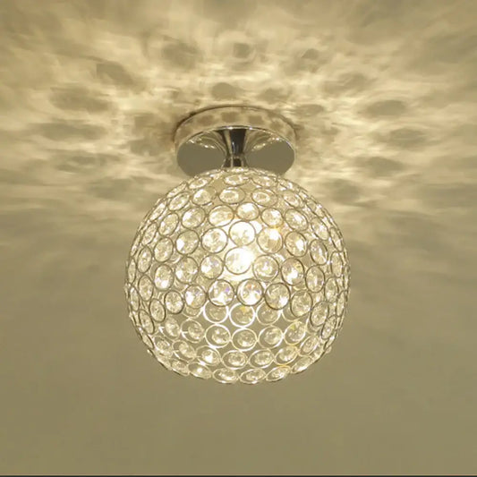 Vintage chrome crystal ball ceiling light with faceted clear crystals and chrome mounting base for elegant decorbites crystal ball ceiling light decor