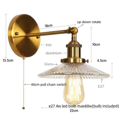 Brass-finished wall light with textured faceted glass shade and exposed edison bulb for decorbites chrome led wall use