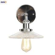 Chrome led wall light with vintage chrome finish faceted clear glass shade and exposed edison-style bulb for bedroom decor