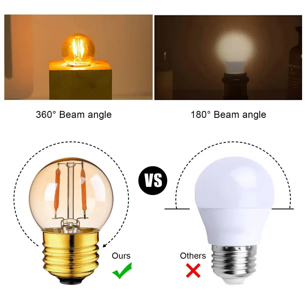 Vintage clear and amber g40 globe led filament bulb with brass base and visible filament for bedroom light decorbites g40 globe
