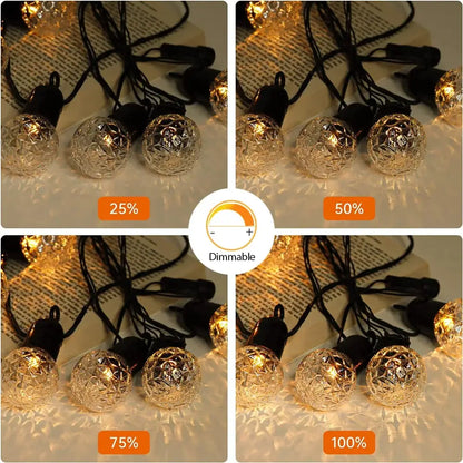 Vintage clear and amber decorbites g40 globe led filament string lights with faceted glass and dimmable black wiring