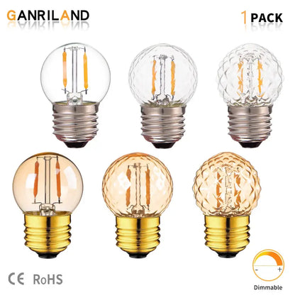 Ganriland vintage clear and amber g40 globe led filament bulbs with gold screw bases for bedroom light decorbites g40 globe