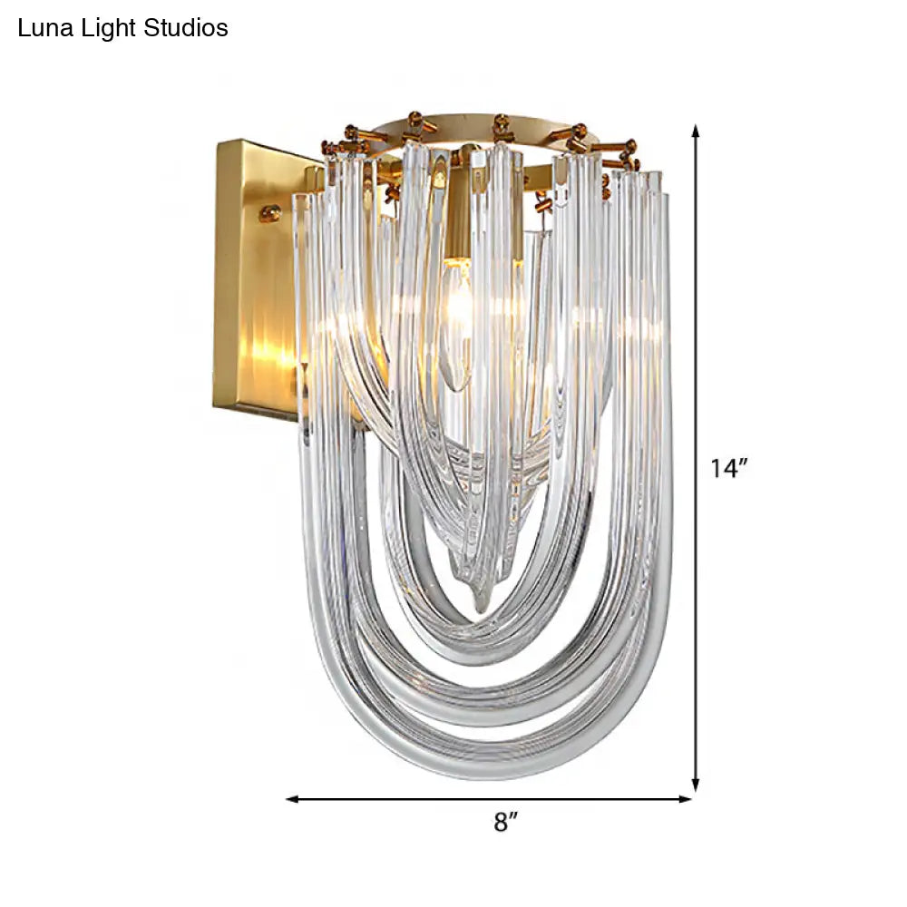 Vintage Clear Crystal Prism Sconce Lamp - Gold Finish, 1 Light Wall Mounted for Dining Room
