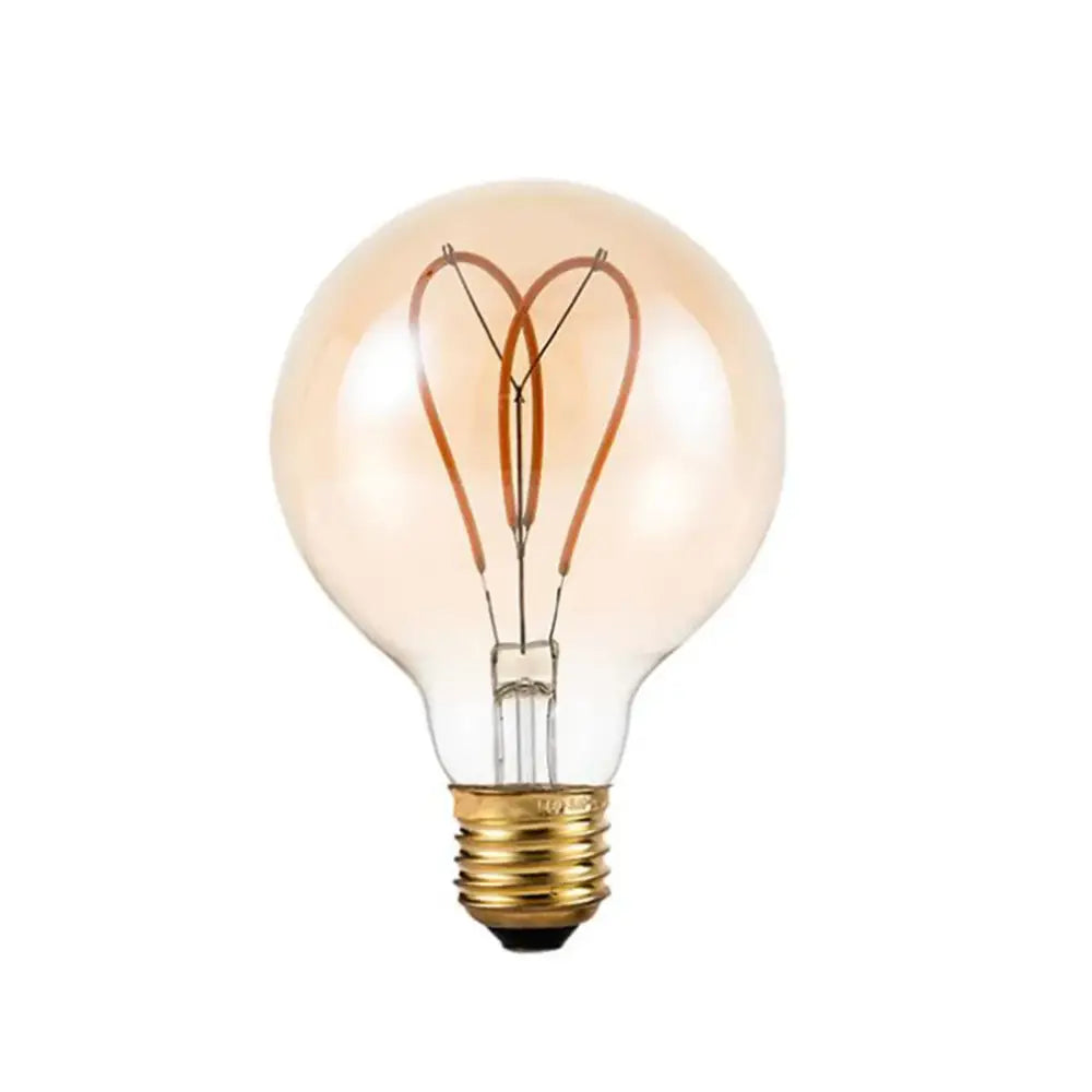 Vintage clear and faceted dimmable 4w led globe edison bulb with warm amber glass and copper filament for living room light