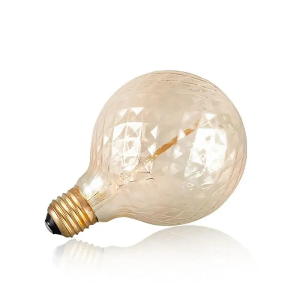 Vintage clear faceted amber glass globe edison bulb with gold screw base dimmable 4w led for living room light