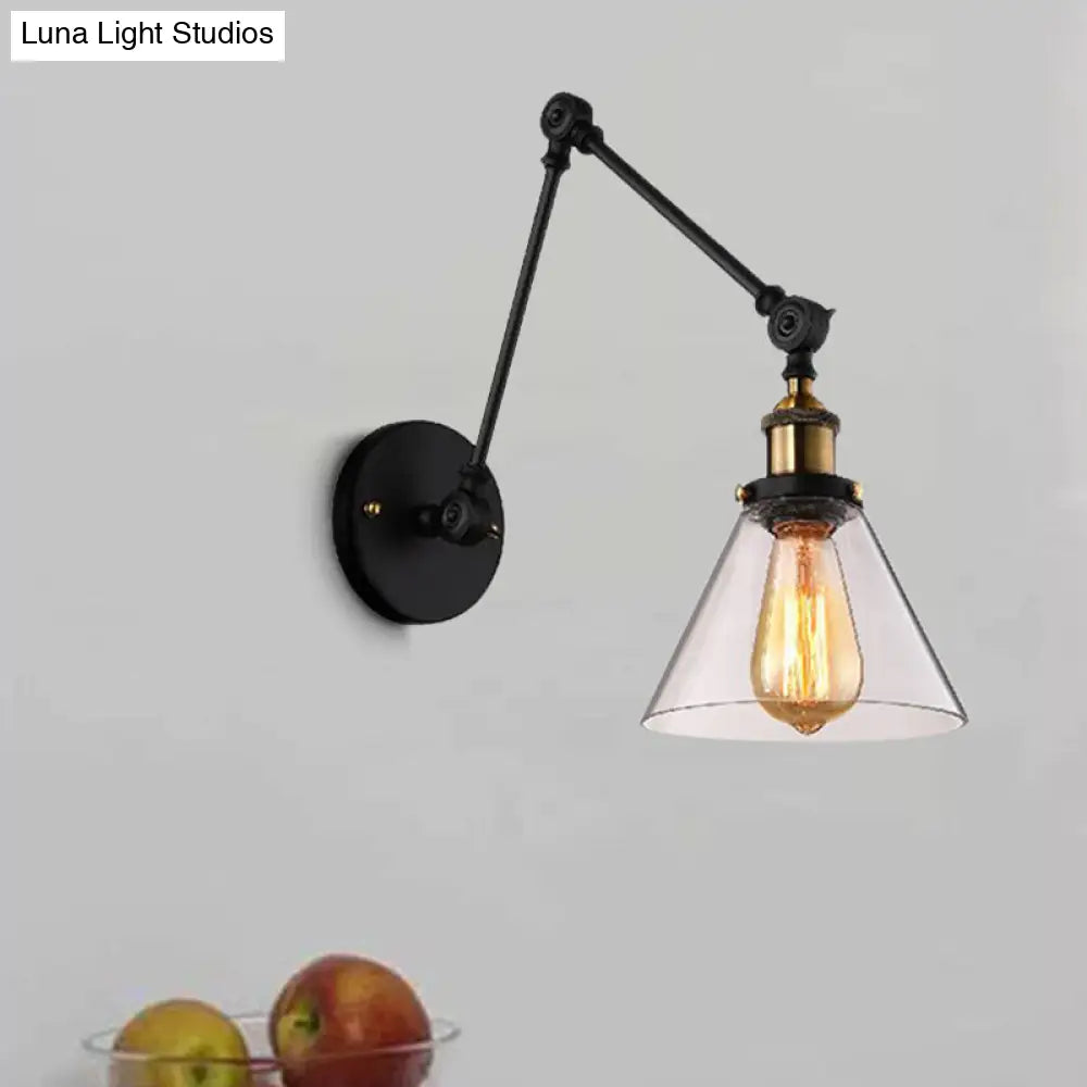 Vintage Clear Glass Brass Wall Sconce Light Fixture - 1 Light for Living Room