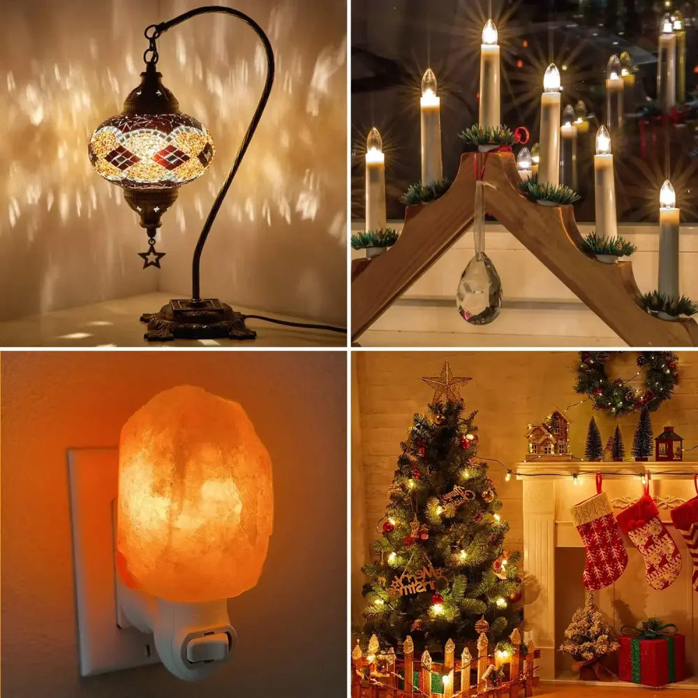 Vintage clear glass dimmable led night light bulbs with a mosaic turkish lamp featuring warm white light bulbs