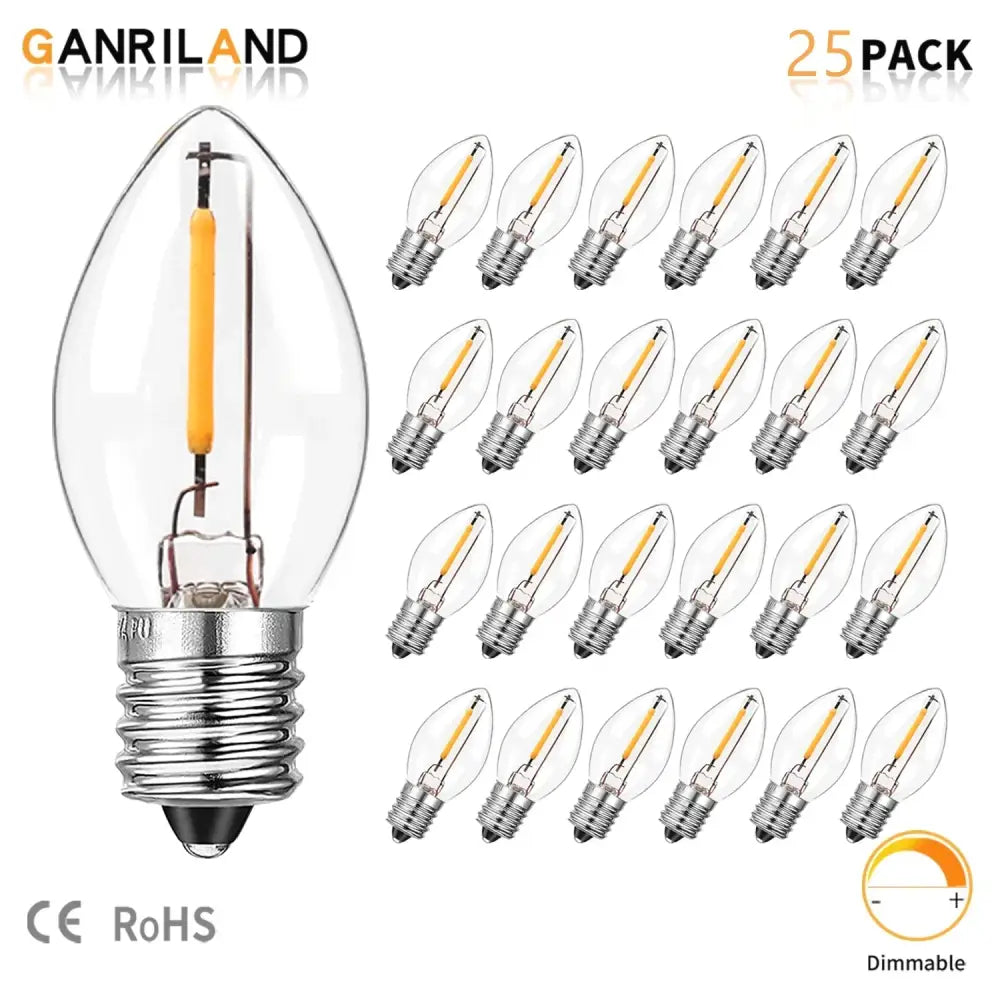 Vintage clear glass dimmable led night light bulbs with yellow filament and silver screw base for warm white light bulbs