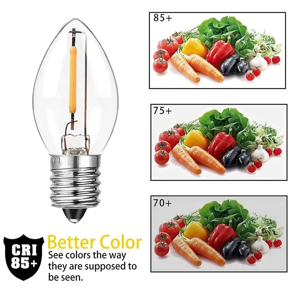 Vintage clear glass dimmable led night light bulbs with warm yellow filament and silver metal base for bedroom use