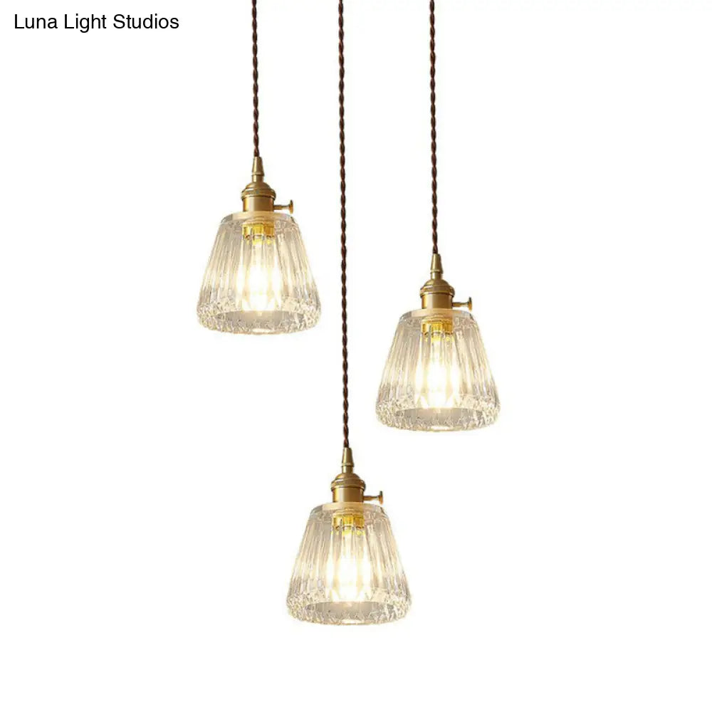 Vintage Clear Glass Hanging Lamp: Modern Tapered Design, Ideal for Restaurants - Single-Bulb Pendant Light Fixture