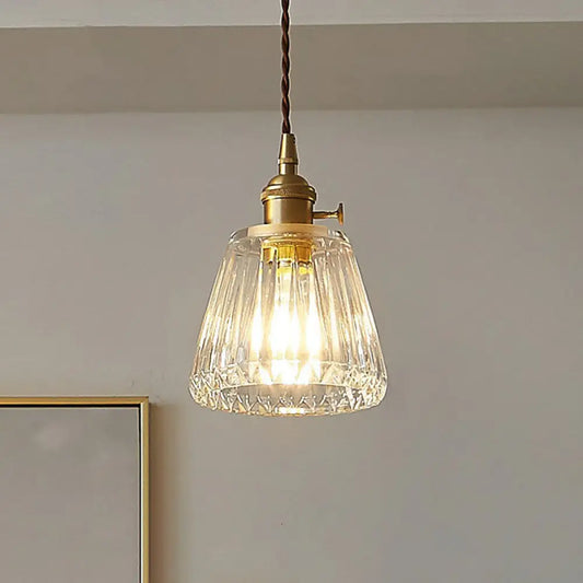 Vintage Clear Glass Hanging Lamp: Modern Tapered Design, Ideal for Restaurants - Single-Bulb Pendant Light Fixture