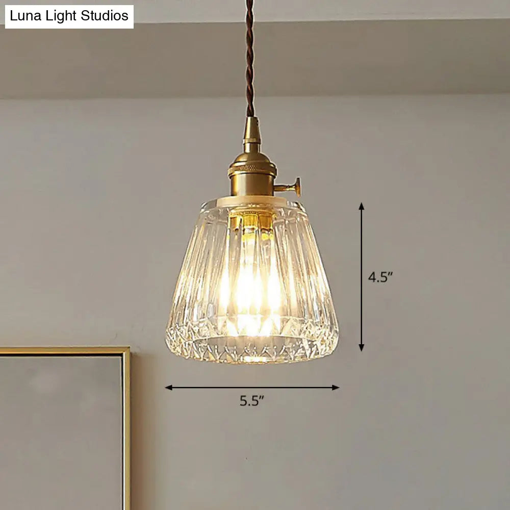 Vintage Clear Glass Hanging Lamp: Modern Tapered Design, Ideal for Restaurants - Single-Bulb Pendant Light Fixture