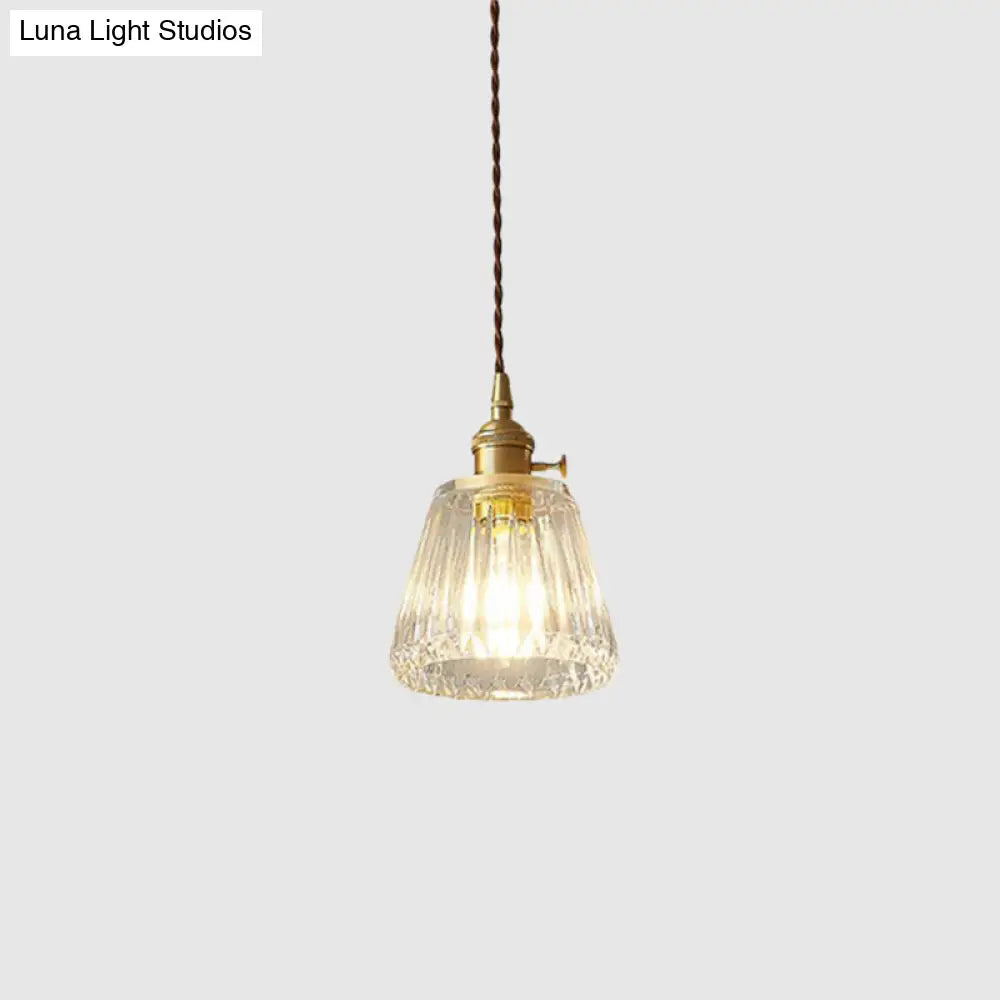 Vintage Clear Glass Hanging Lamp: Modern Tapered Design, Ideal for Restaurants - Single-Bulb Pendant Light Fixture