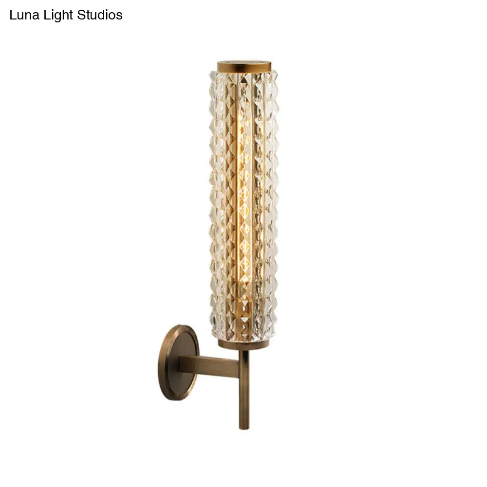 Vintage Clear Glass LED Brass Finish Wall Light Sconce for Living Room