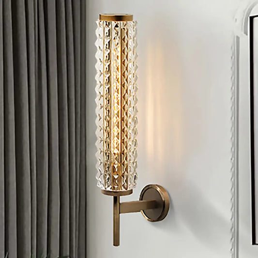 Vintage Clear Glass LED Brass Finish Wall Light Sconce for Living Room