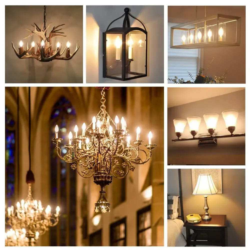 Antler-shaped chandelier with multiple led candle bulbs in dark natural finish for vintage dining room lighting