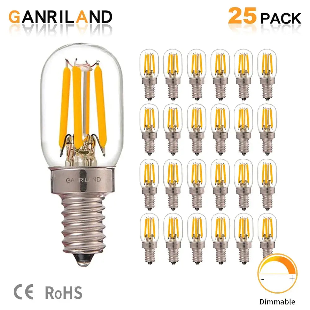 Vintage clear glass led tubular bulb with three yellow filaments and silver screw base branded ganriland for kitchen use