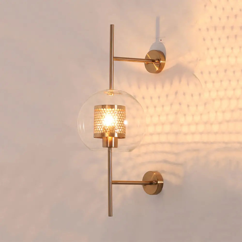 Vintage Clear Glass Sconce Light - Global 1 Light - 8"/9.5" Wide - Silver/Gold Wall Mount Fixture