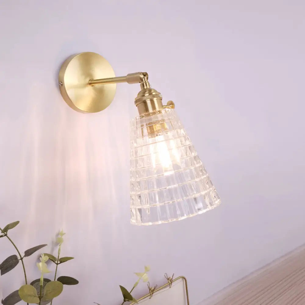 Vintage Clear Glass Wall Mounted Lamp - Single-Bulb Wall Light Fixture for Bedroom