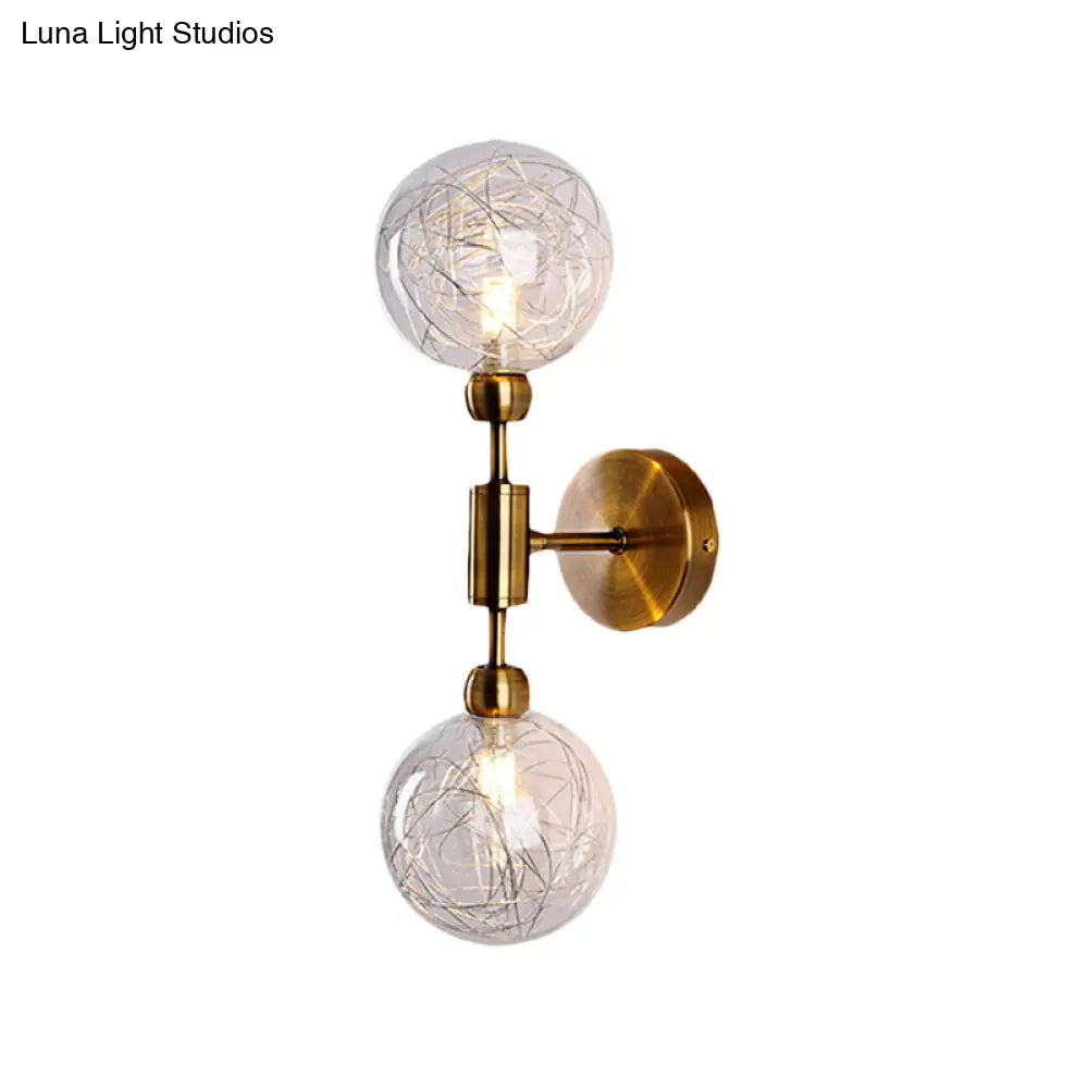 Vintage Clear Glass Wall Sconce Lighting with 1/2 Lights Orb, Black/Gold Fixture