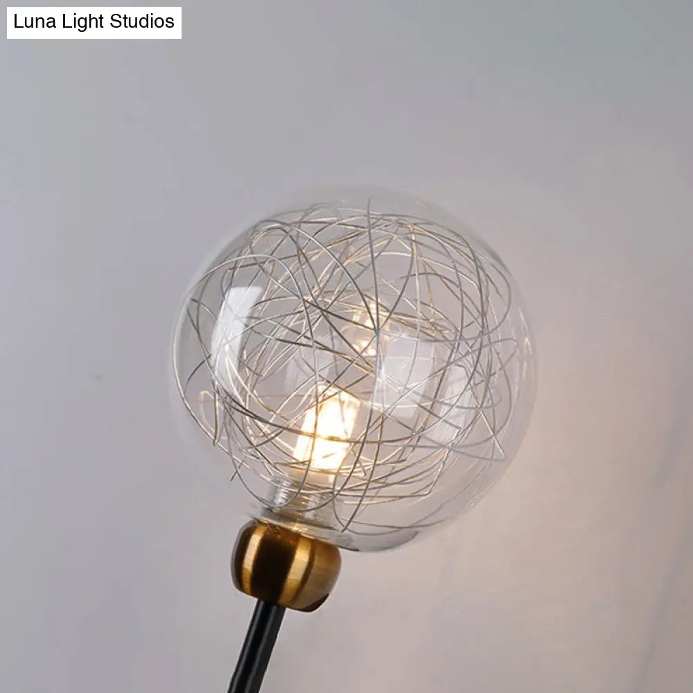 Vintage Clear Glass Wall Sconce Lighting with 1/2 Lights Orb, Black/Gold Fixture